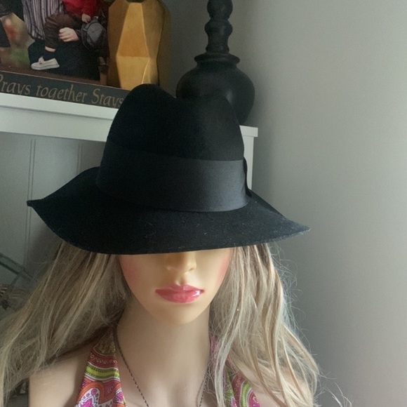 H & M fedora Felted Wool Hat black small bohemian‎ classic festive - Picture 4 of 12